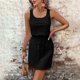 thumbnail image 2 of Vestido informal sin mangas con cordón y estampado hueco para mujer, 2 of 4