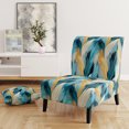thumbnail image 2 of Designart "Modern Turquoise Ikat Melody" Chaise d'Appoint Abstraite Turquoise - Fauteuil Moderne pour Salon, 2 of 7