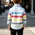 thumbnail image 4 of Abtuhar Fall Turndown Collar Colorful Striped Long Sleeve Shirts for Boys and Girls Pocket Detail Fashion Casual Tops for 6 Months-5 Years, 4 of 4