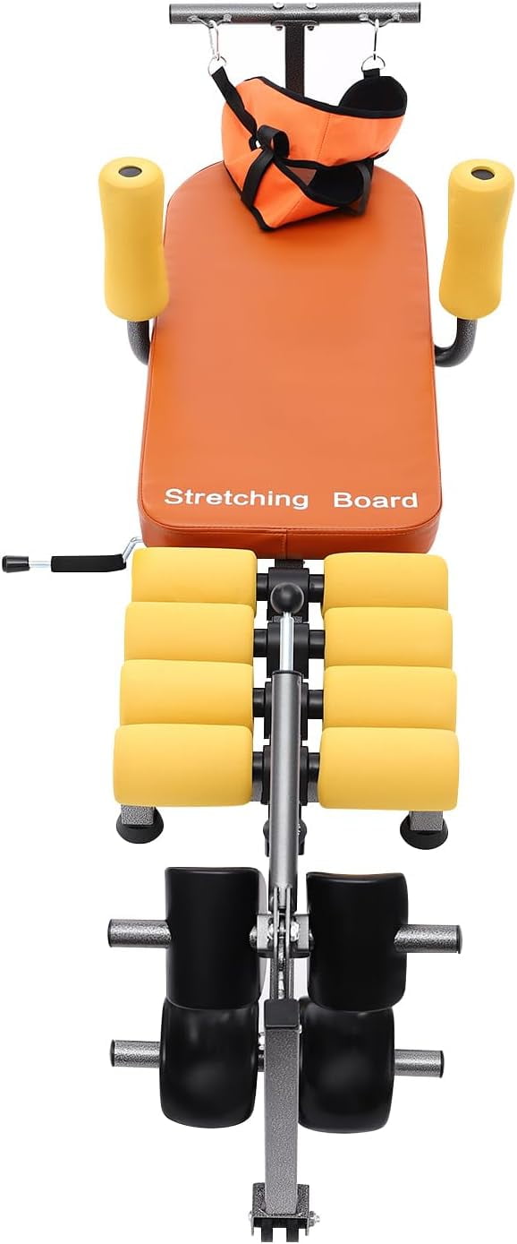 Home Gym Back Stretch Decompression Bench Bench-Inversion Orange 286.6lbs Upper and Lower Back Stretcher Training Bench Inversion Table Equipment Neck Stretcher