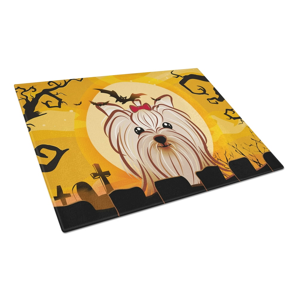 Caroline's Treasures Halloween Yorkie Yorkshire Terrier Glass Cutting