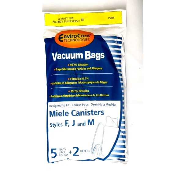 Envirocare 5 Miele Fjm Micro Allergen Filtration Vacuum Cloth Bags & 2 Filters