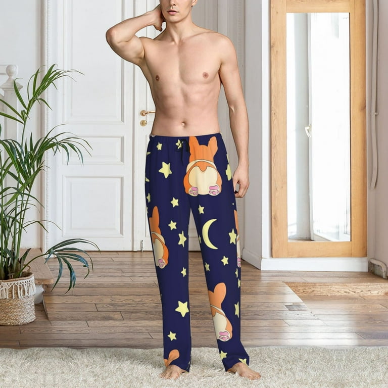 Junzan Men S Pajama Pants Corgi Lying With Moons And Stars Sleepwear Pants Pj Bottoms Drawstring And Pockets Walmart