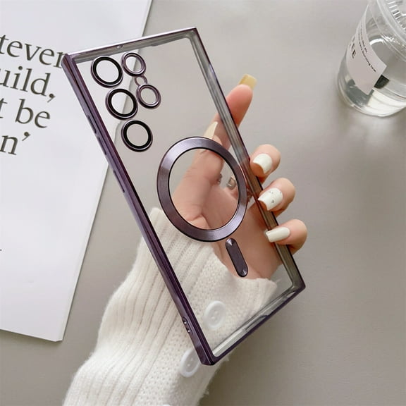 Magnetic MagSafe Compatible Samsung Galaxy S23 Ultra Case (Purple) Flexible TPU Colored Bumper Clear Back Shock Proof and Scratch Resistant Protection Cover