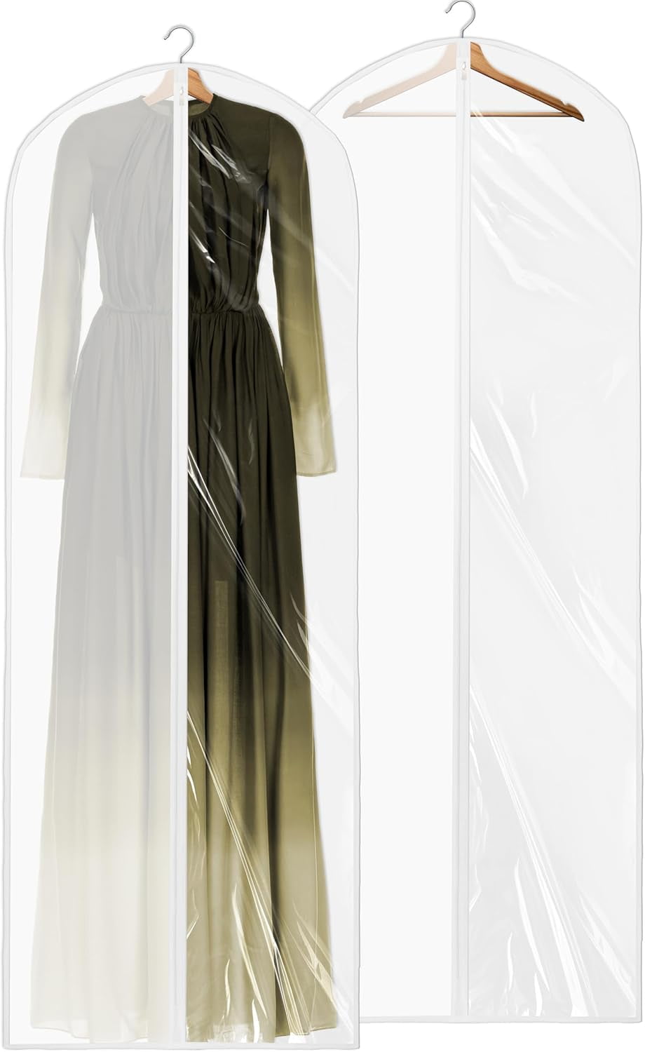 40-Inch Clear Garment Bags with Zipper for Suits, Dresses, Costumes, Uniforms - 5 Pack