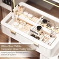thumbnail image 5 of LAZZO 48" Wood Vanity with Glass Top, 3-Color Lights Mirror, Sliding Jewelry Organizer & Charging Station, White, 5 of 9