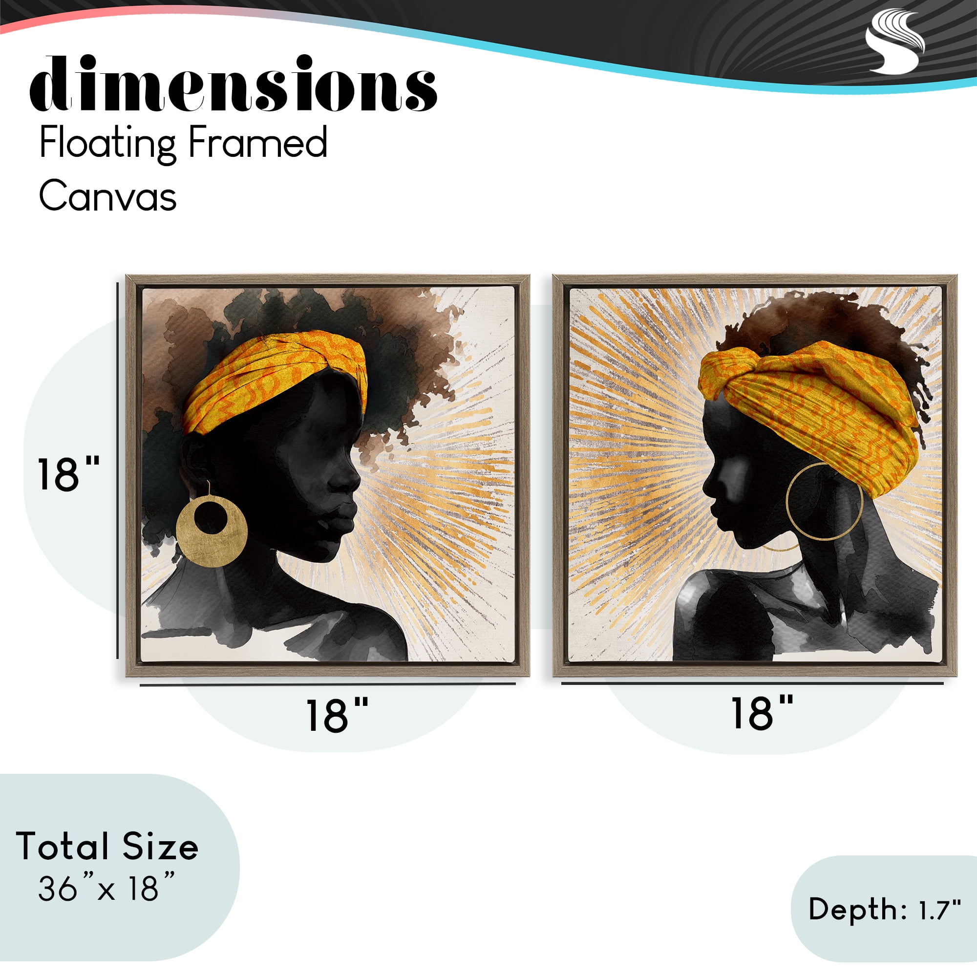 Stupell Industries Radiant Portraits Of Women 2 Piece Brown Framed Floater Canvas Set, design by CAD Designs