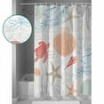 thumbnail image 4 of Orange Red Blue Coastal Nautical Waterproof Fabric Shower Curtain,Beach Sea Turtle Ocean Coral Starfish Shower Curtain for Bathroom Curtains Bathtubs Shower Curtains with 12 Hooks Extra Long 72x84, 4 of 6