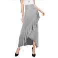 thumbnail image 3 of Made by Johnny Women's Wrapped High Low Ruffle Maxi Skirt L HEATHER_GREY, 3 of 6