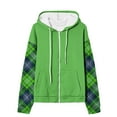 thumbnail image 5 of XUNKUSGA Women Hoodies Plaid Long Sleeve Hooded Sweatshirt Women Loose Full Zipper Jackets for Women Fashion Casual Plain Hoodies with Pockets S-2XL Green, 5 of 6