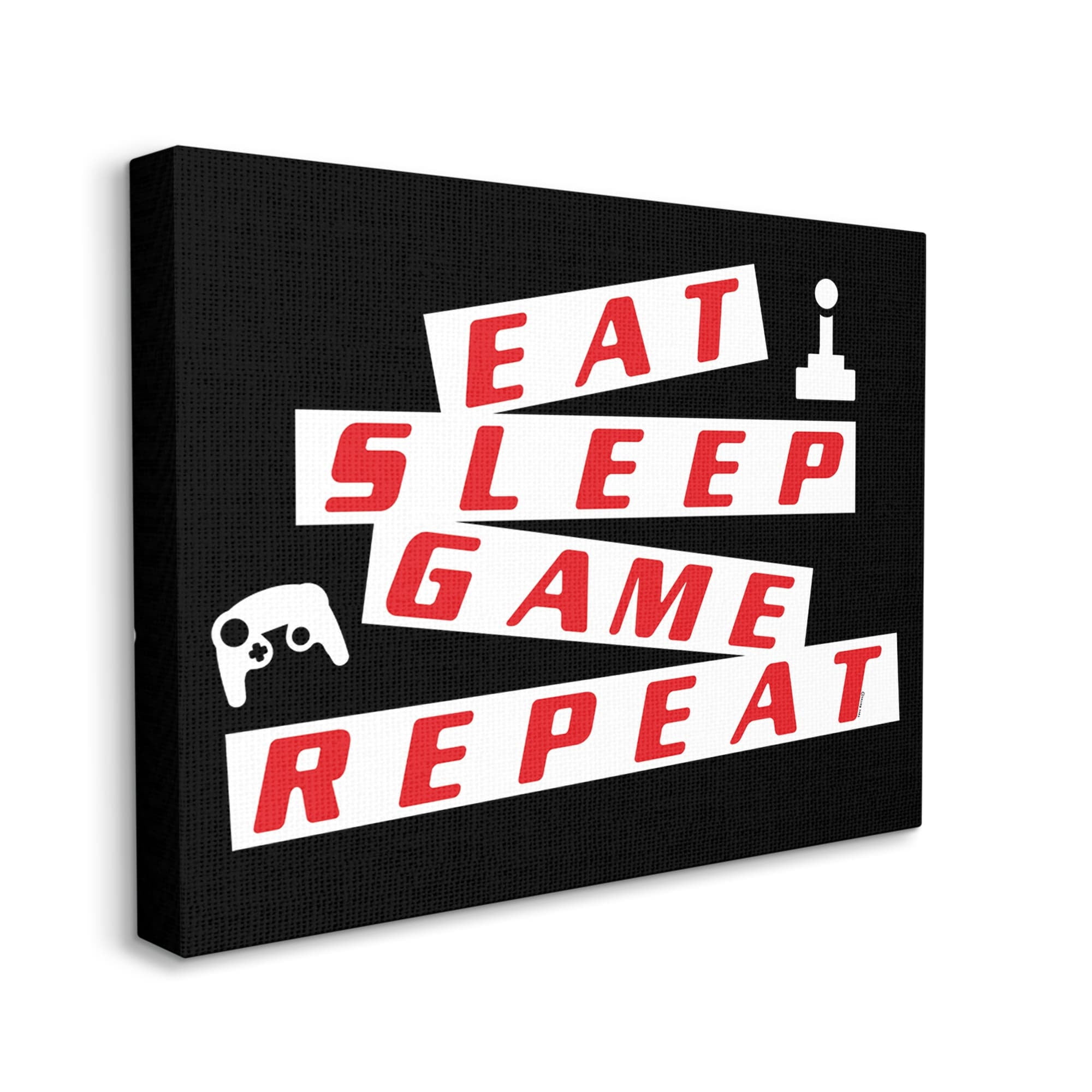 Stupell Eat Sleep Game Repeat Black Red Beauty & Fashion Painting Gallery Wrapped Canvas Print Wall Art