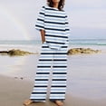 thumbnail image 2 of Bovxnpu Summer Casual Outfits For Women, 2 Piece Lounge Sets, Women's Casual Short Sleeved Round Neck Top/Loose Straight Tube With Pocket Long Pants Set S, 2 of 5