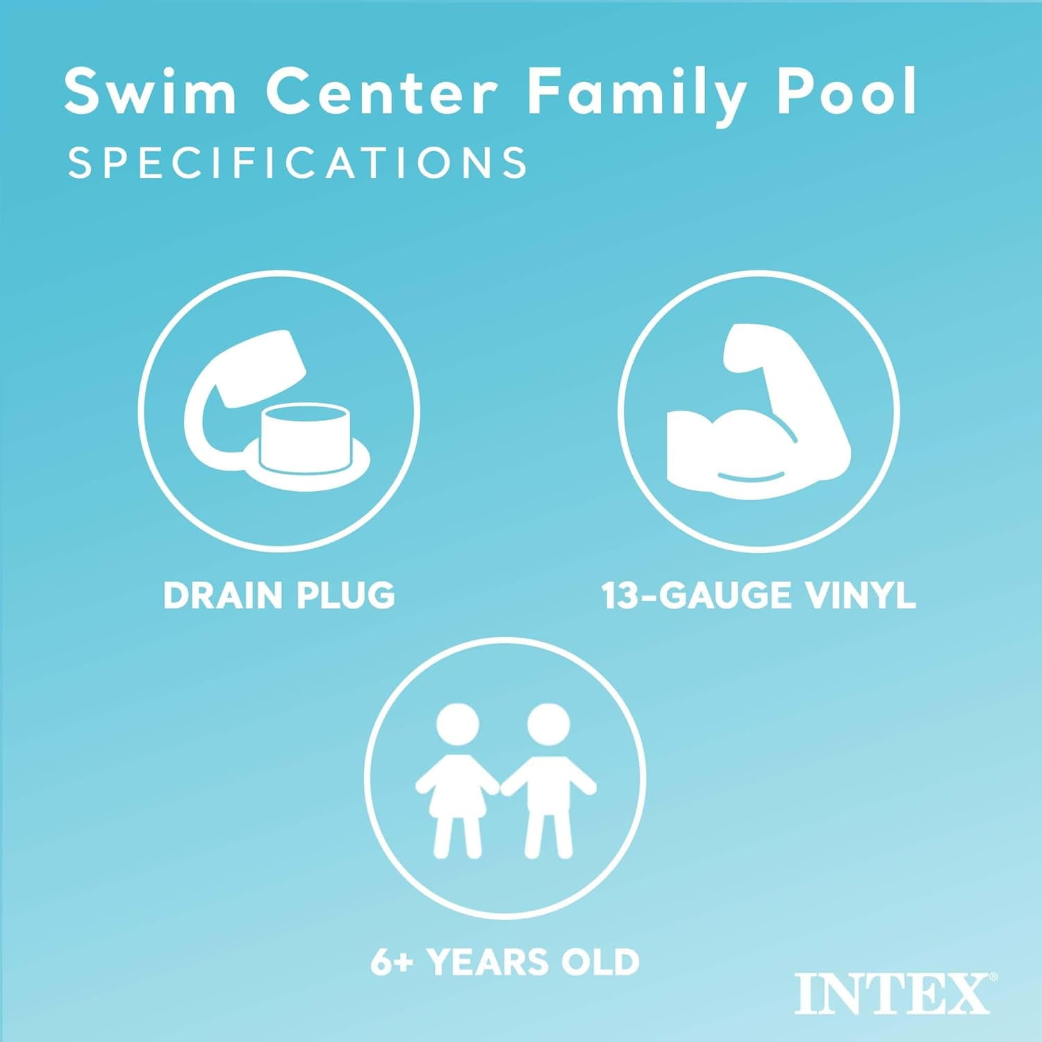57181EP Swim Center Inflatable Family Pool: 159 Gallon Capacity – 90" x 60" x 19" – Color May Vary