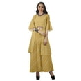thumbnail image 3 of Moomaya Printed High Low Crop Top Kurti Palazzo Set Ethnic Indian Clothing Set For Womens, 3 of 8