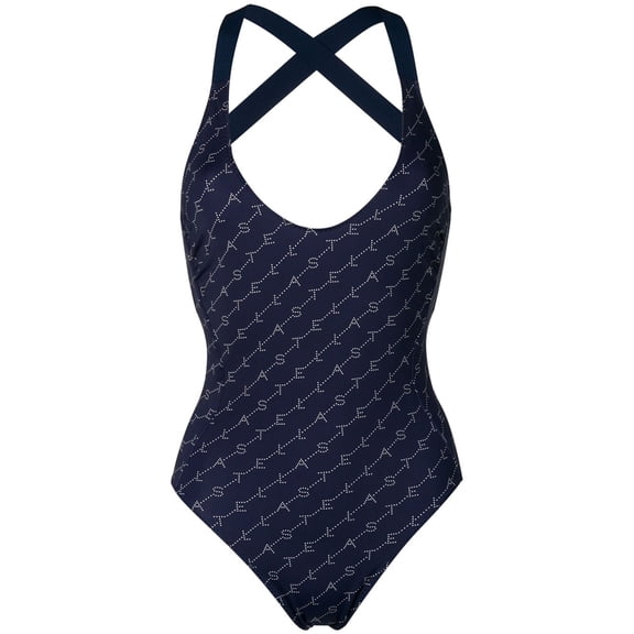 Stella McCartney Women's Monogram One Piece Swimwear, Blue/Cream, Small
