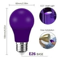 thumbnail image 4 of YMTQ 6 Pack Purple LED Light Bulbs A19 Purple Festive Atmosphere Light 9W 60W Equivalent 720LM E26 Base Colored Light Bulbs, 4 of 6