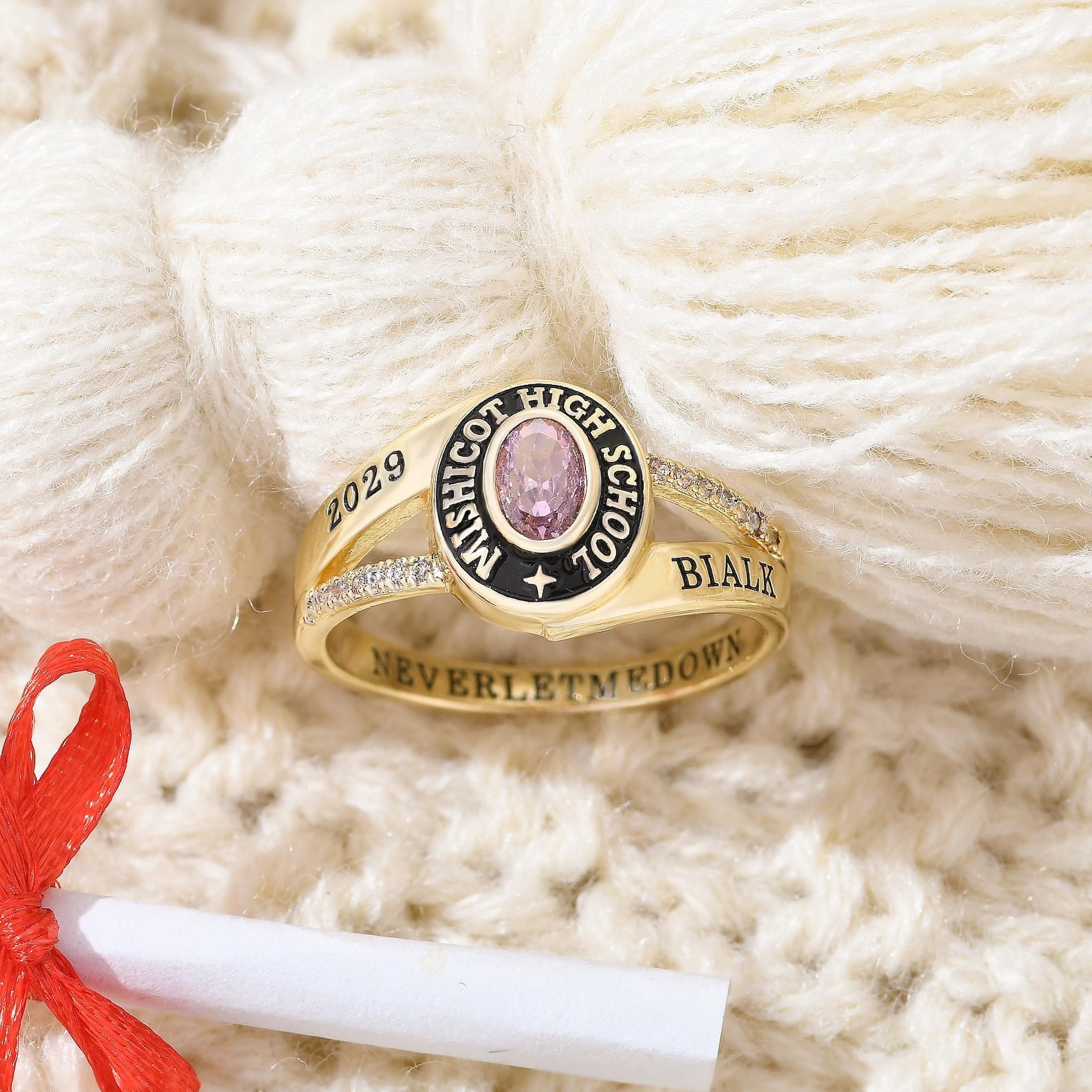 Personalized Birthstone Graduation Ring 2026, Custom Name Class Ring, Engraved Senior Ring, College Gift for Her, Daughter Graduation Gift