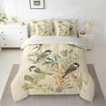 thumbnail image 2 of Feelyou Rustic Bird Animal Bedding Comforter Set 7pcs, Chinese Flower Floral King Bedding Sets, Vintage Fashion Style Reversible Bed Sheets, Microfiber Bedroom Decor, 2 of 8