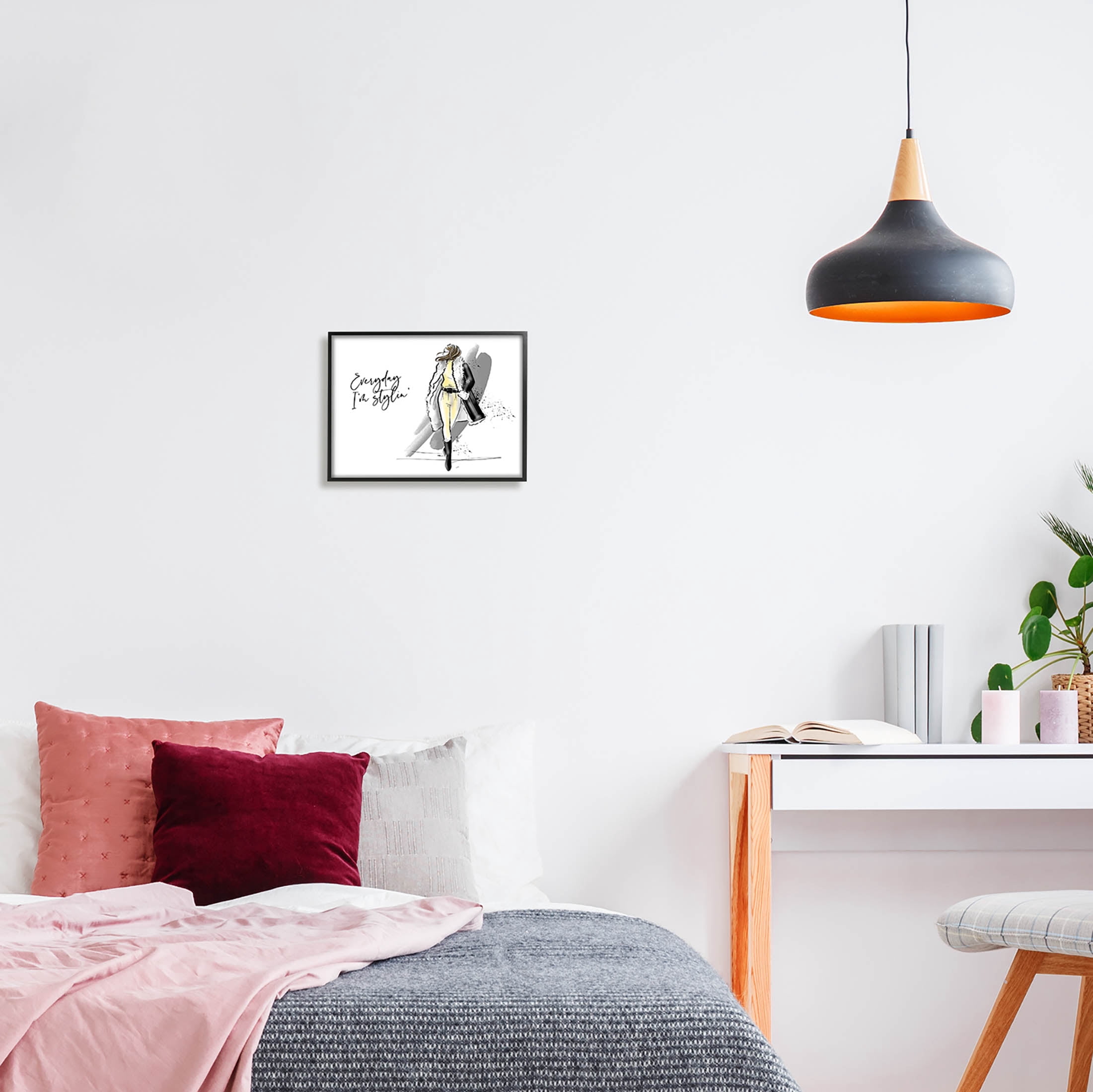 Stupell Industries Every Day I'm Stylin' Fashion Graphic Art Black Framed Art Print Wall Art, Design by Alison Petrie
