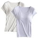 thumbnail image 1 of Pijama de manga corta para mujer, 2 piezas, color liso, cuello redondo, manga corta, con copa acolchada, ropa de casa, pijama de manga corta, pijama para mujer, 1 of 2