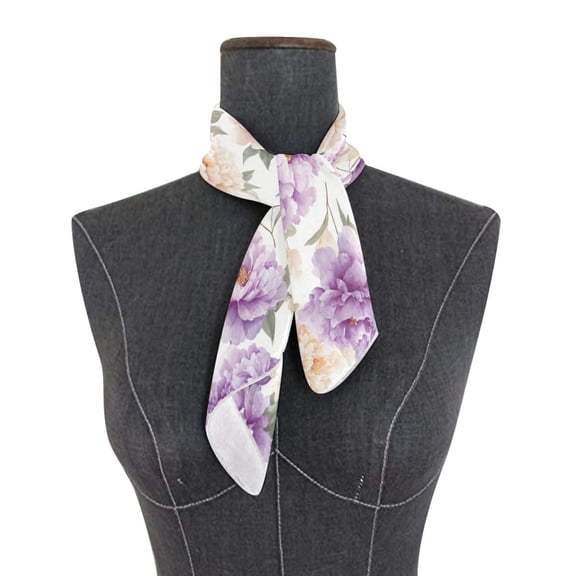 Square Scarf 24x24 Inch Whimsical Peony Blooms Silky Satin Sun Protection Neck Scarf for Women Multi-Purpose Head Wrap Bandana for Hair Bag Decoration