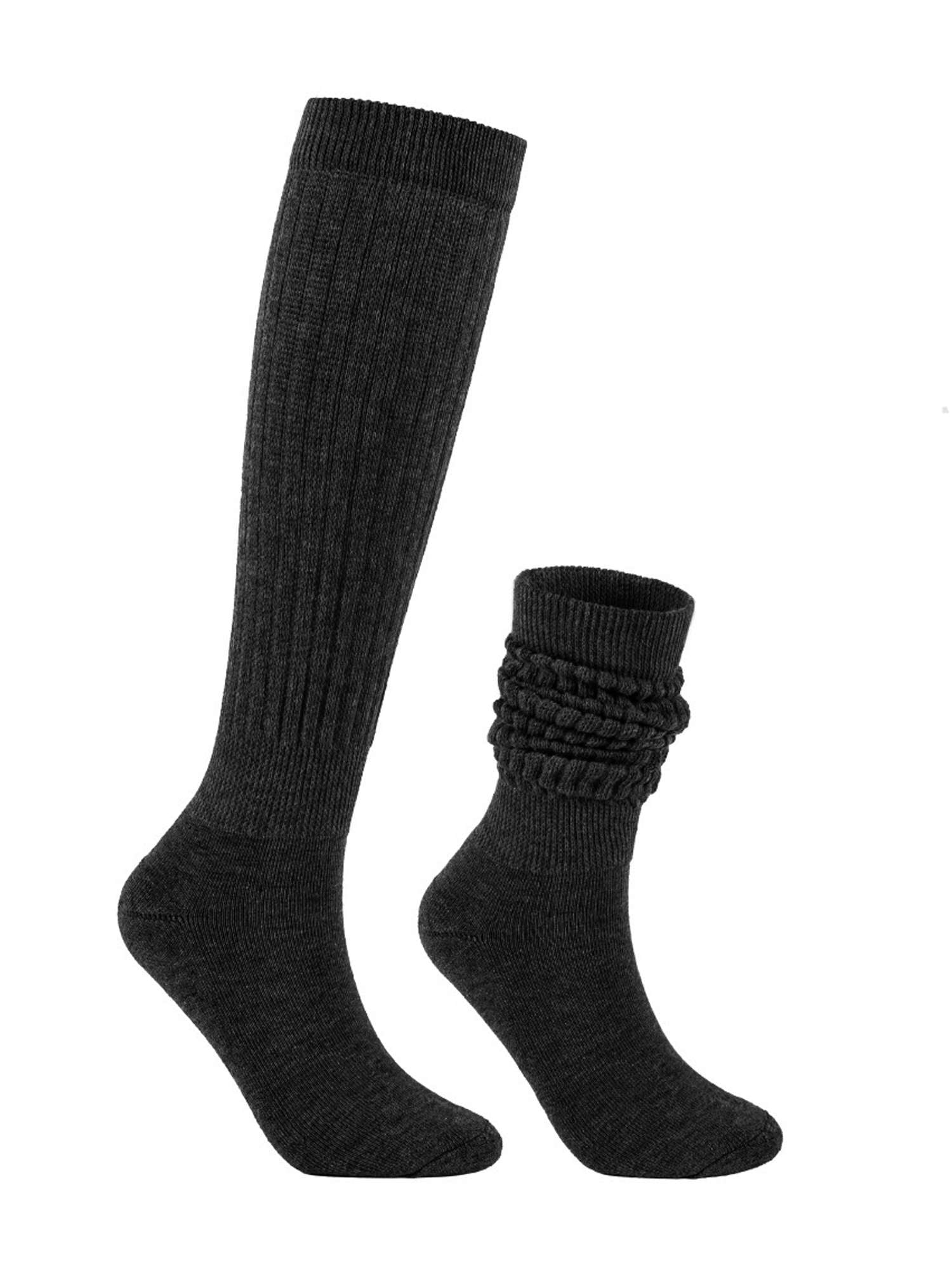 Luxtrada Slouch Socks Women and Men Extra Tall Heavy Cotton Socks Size 9 to 11 (Dark Gray