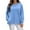 Blue, variant on WTOBBY Women's Button Hem Slit Hoodie, Solid Color Casual Pullover, Long Sleeve Round Neck Top with Side Vent Design and Modern Street Style,Army Green L