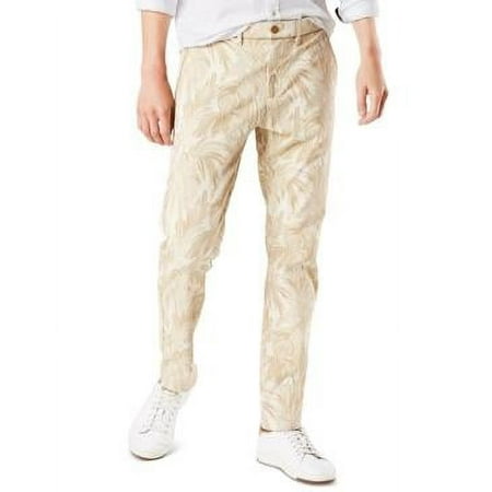 Dockers Alpha Khaki Beige Leaf Print Slim Fit 360 Flex Chino Pants Various Sizes Title: 34x30/Palm Print