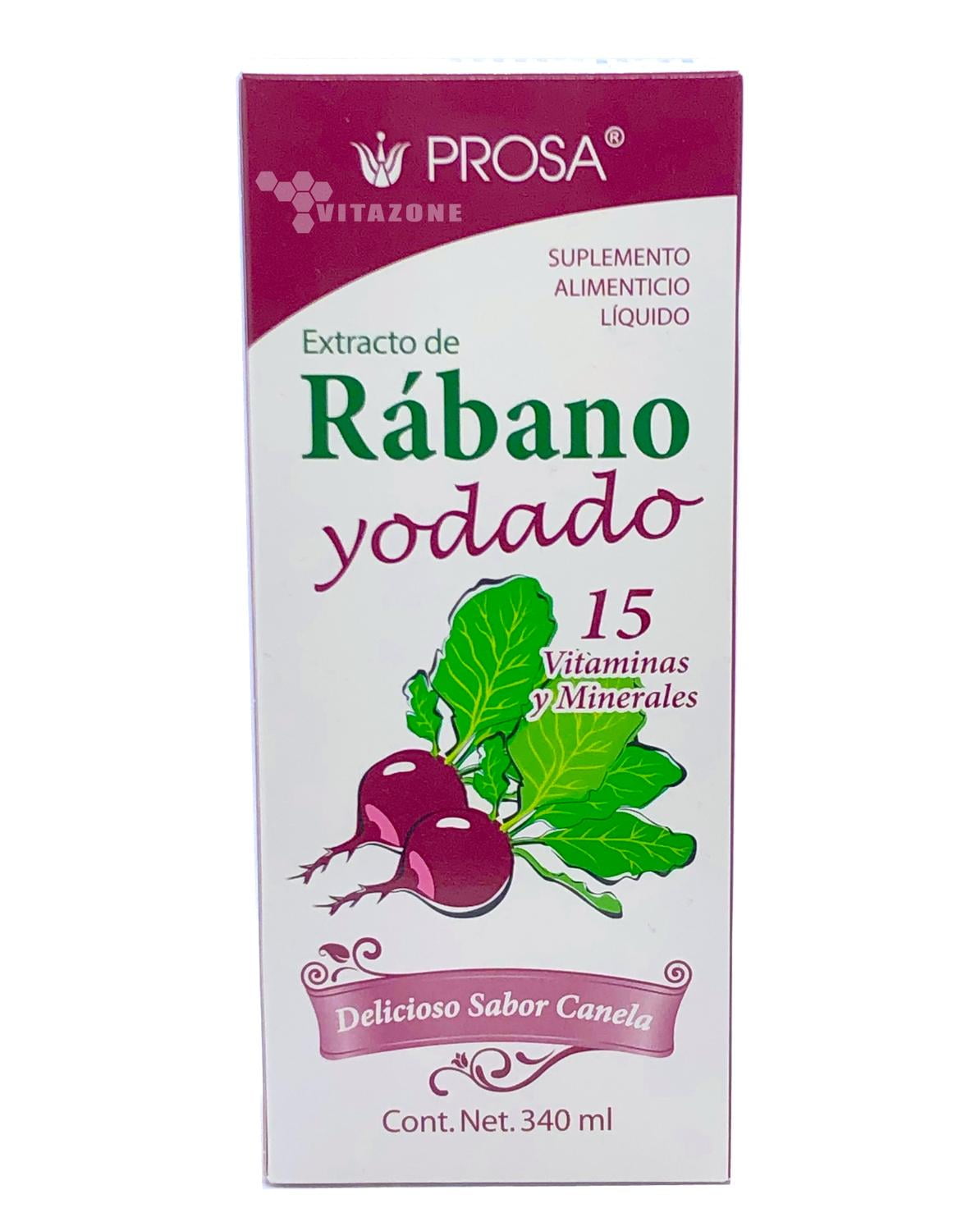 Extracto de Rábano yodado en jarabe 340 ml sabor Canela Prosa Prosa ...