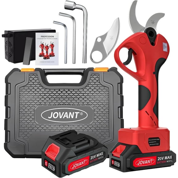 Electric Pruning Shears Cordless, 1.6"(40mm) Cordless Pruner, 2Pcs 2000mAh Battery Operated Pruning Shears & Electric Tree Pruner, SK5 Steel Blades Battery Powered Pruning Shears JOVANT