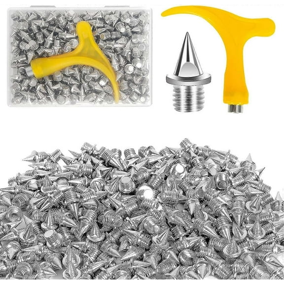 220 Pcs 1/4 Inch Stainless Steel Spikes With 1 Pc Spike Wrench For Track Shoes, 0.25" Replacement Spikes For Ice Cleats, Steel Pyramid Spikes For Hiki