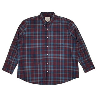 St. Johns Bay Mens Blue Orange Plaid Long Sleeve Button-Down