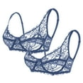 thumbnail image 2 of FUNUONY Hot Sale!! Lace Bralettes for Women No Underwire Triangle See Thru V Neck Unpadded Bra 2 Pack Lace Underwear Underwired Women's Charmming Bra 2Pc Navy 38, 2 of 9