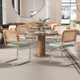 thumbnail image 3 of STARY Dining Chairs Set of 2, Mid-Century Modern Kitchen Chairs with Rattan Backrest & PU Leather Upholstery, Lake Blue, 3 of 8