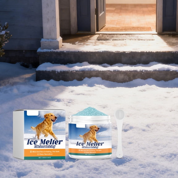 2026 Ice & Snow Melt - Fast Acting Granular Rock Salt for Driveways & Sidewalks, Fast-Acting Blue Ice Melt Pellets, Melts Ic-e Down to -16°c, Low Corrosion, Resealable 100g Bag (1 Pack 1 Spoon)