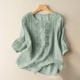 thumbnail image 2 of FEIJIBA Workout Shirts Women Fashionable Casual Solid Color Pleated Cotton And Linen Tops T Women's Clothing Light Green, 2 of 6