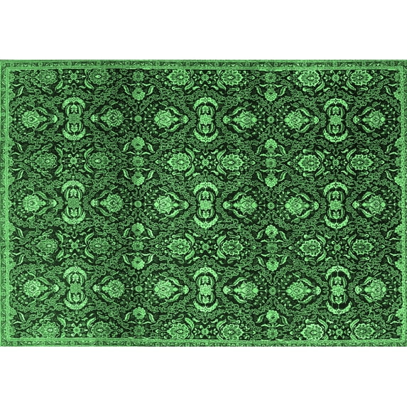 Ahgly Company Indoor Rectangle Persian Emerald Green Traditional Area Rugs, 2' x 5'