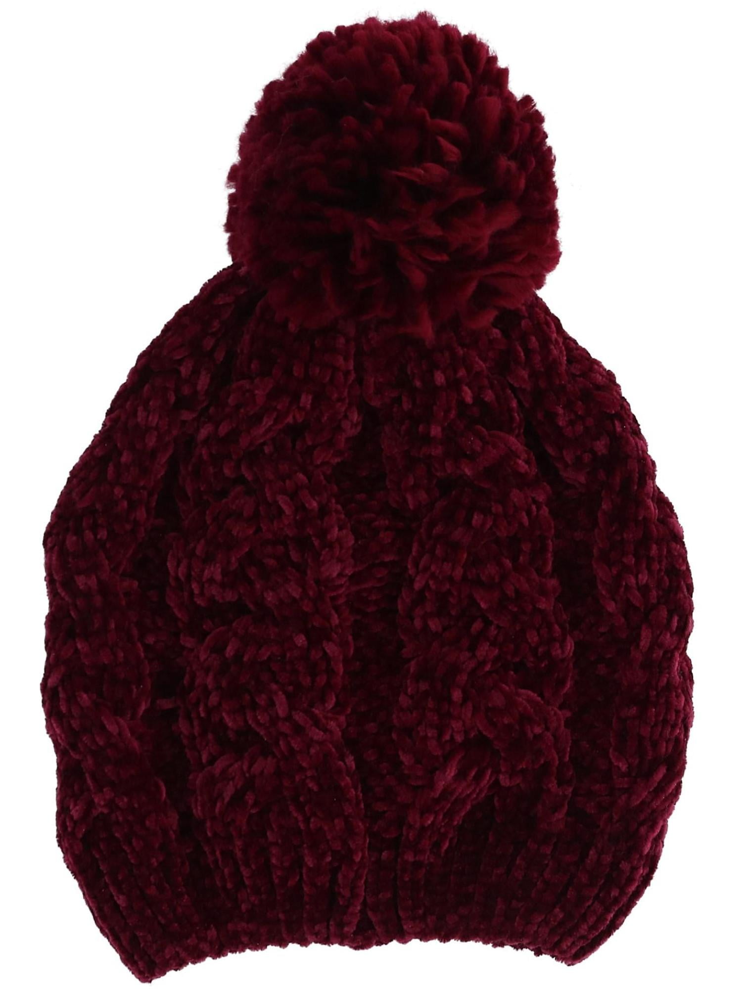 HATOOZE Beanie Hat Winter Knit Hat for Women Girls Double Layer Fleece Lining Bobble Hat with Detachable Faux Fur Pom Pom
