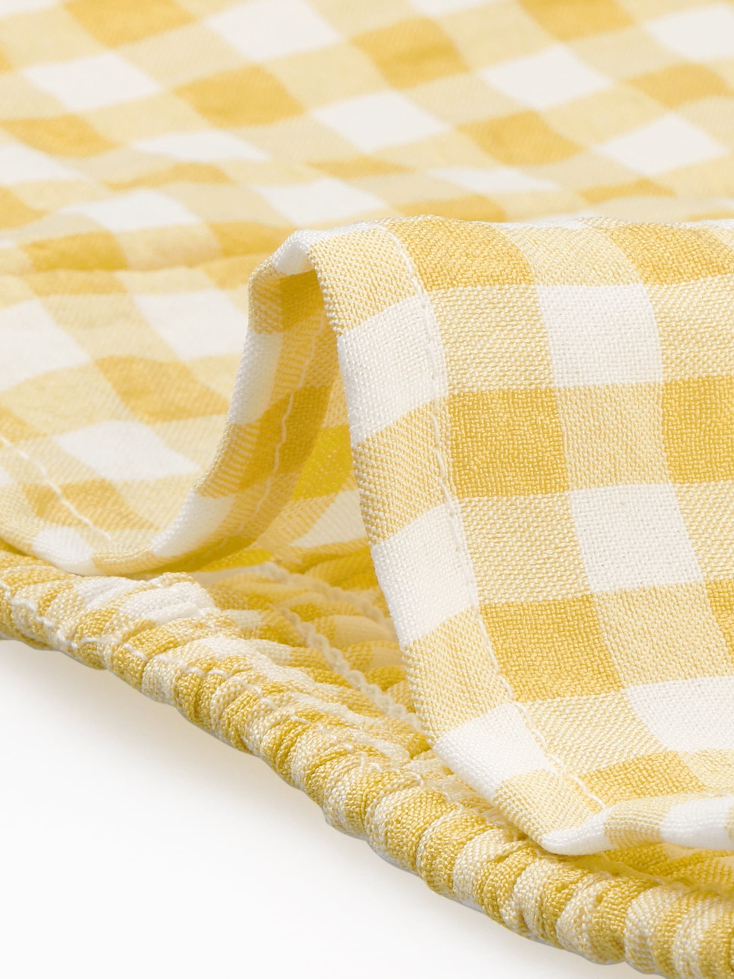 DARING DIVA Women's Smocked Crop Gingham Blouse Top XS Yellow