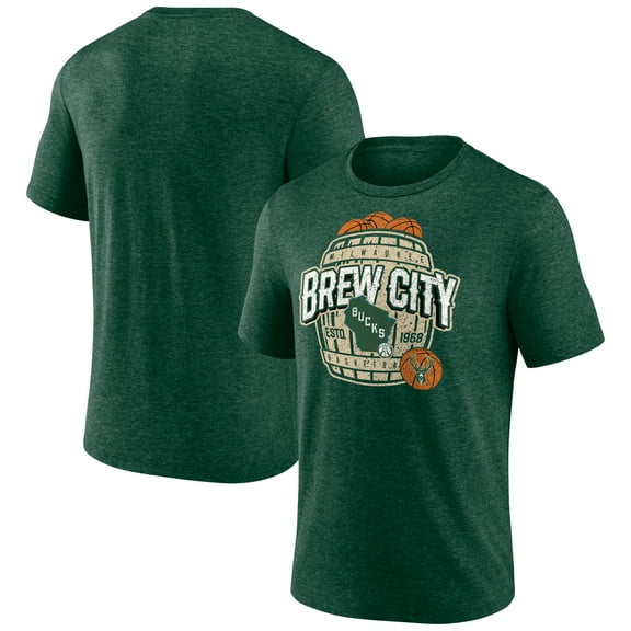 Men's Hunter Green Milwaukee Bucks Announcer Tri-Blend T-Shirt