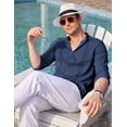 thumbnail image 4 of COOFANDY Men's Long Sleeve Cuban Guayabera Shirt Relax Fit Casual Summer Beach Button Down Shirts, 4 of 6