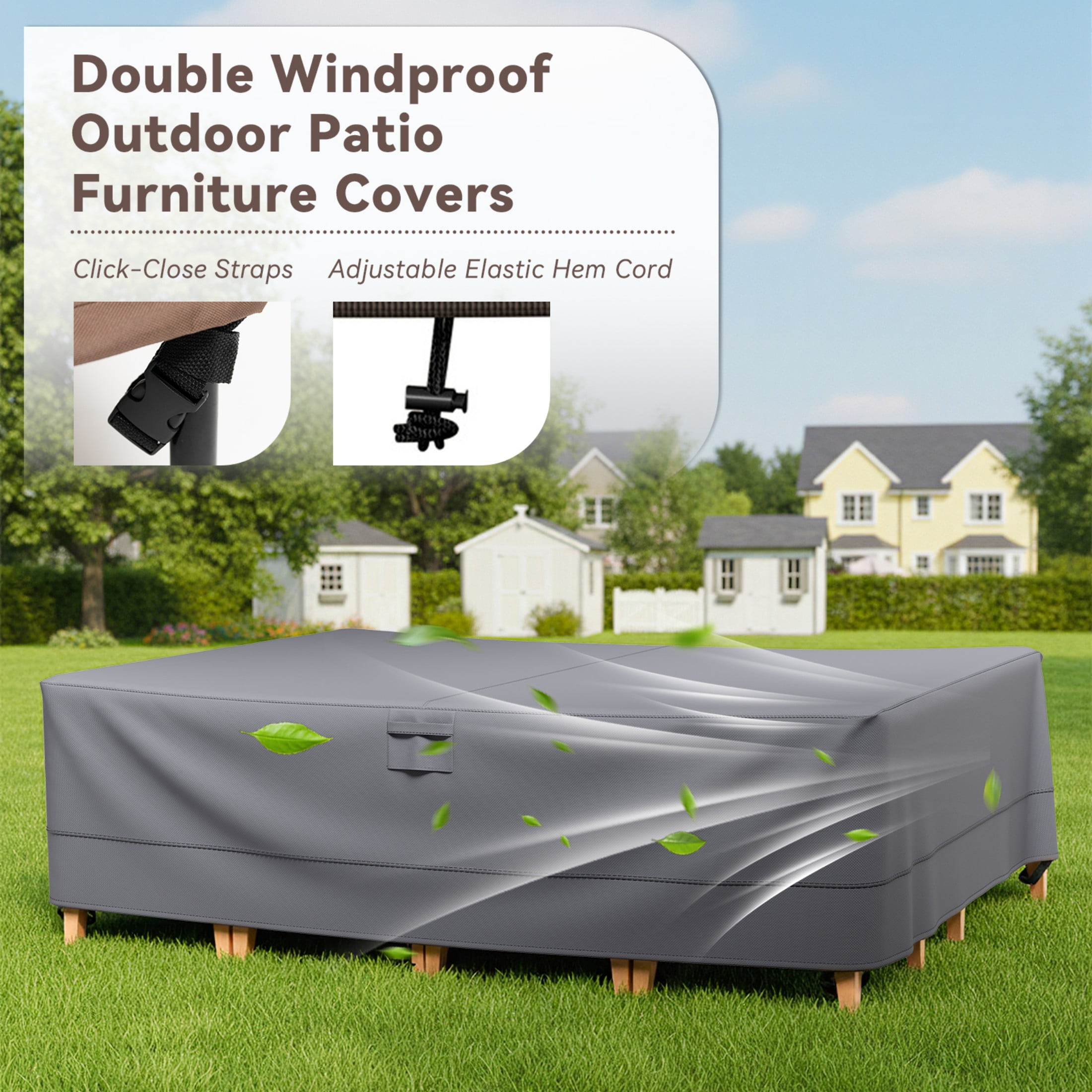 Unnifurnzi Patio Furniture Covers-600D Heavy Duty Outdoor Furniture Covers Waterproof Outdoor Couch Cover for Outdoor Patio Table and Chair Set Sofa Loveseat Bench 83" L × 34" W × 28" H-Gray