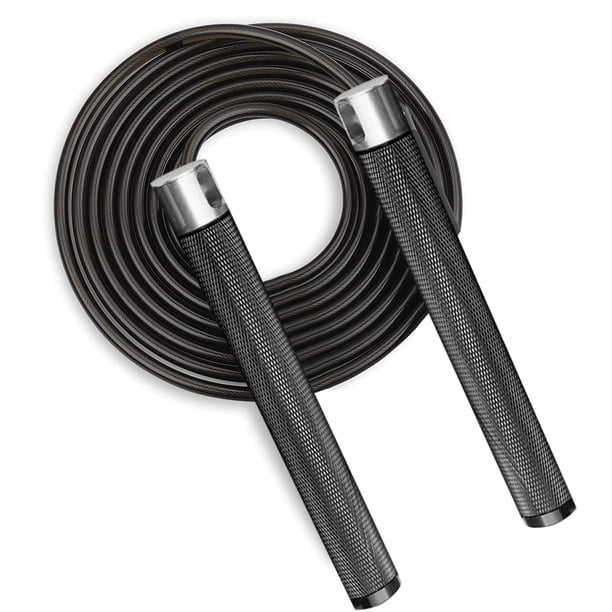 Cuerda de saltar para fitness, cuerda de saltar ajustable sin enredos Degree Spin con alambre de acero, asas de aluminio, cuerdas de saltar con peso para saltos dobles, boxeo, entrenamiento