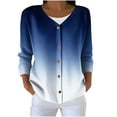 thumbnail image 2 of SYMOID Womens Blue Gradient Knit Cardigan - Soft Polyester, V-Neck Three-Quarter Sleeves, Button-Front with Inclusive Sizing S-XXXXXL for Daily & Office Wear,Size 4XL, 2 of 6