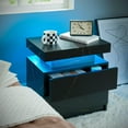 thumbnail image 4 of LED Nightstand LED Bedside Table with 2 Drawers, Wooden Cabinet Unit with LED Lights for Bedroom, End Table Side Table for Bedroom Living Room…, 4 of 8