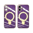 thumbnail image 2 of for iPhone 16 Case with Magnetic Stand, [Compatible with MagSafe] [Ring Holder Kickstand] Plating TPU Shockproof Protective for iPhone 16 Phone Case for Women Men, Darkpurple, 2 of 6