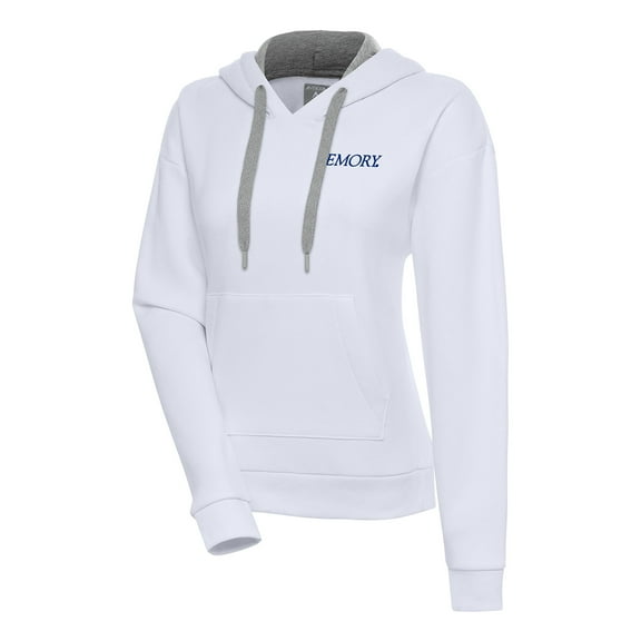 Women's Antigua White Emory Eagles Victory Pullover Hoodie