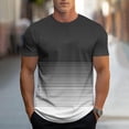 thumbnail image 2 of VSSSJ Mens Summer T-Shirt Short Sleeve Casual Gradient Striped Printed Tops Lightweight Loose Crewneck Gym Workout Pullover Shirts Black M, 2 of 5