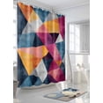 thumbnail image 3 of Modernism Shower Curtain Set ，Waterproof Fabric Shower Curtains Blue Pink Yellow Angular Color Block Shower Curtains for Bathroom,Bathroom Decor 72"x72", 3 of 6