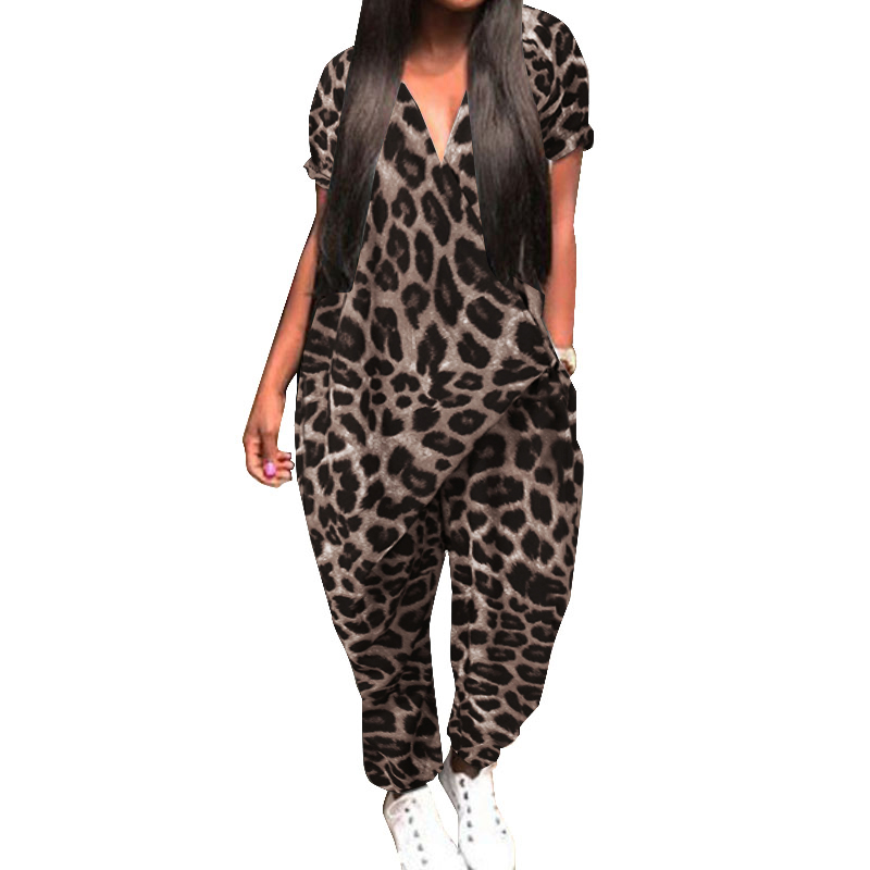 leopard print short overalls
